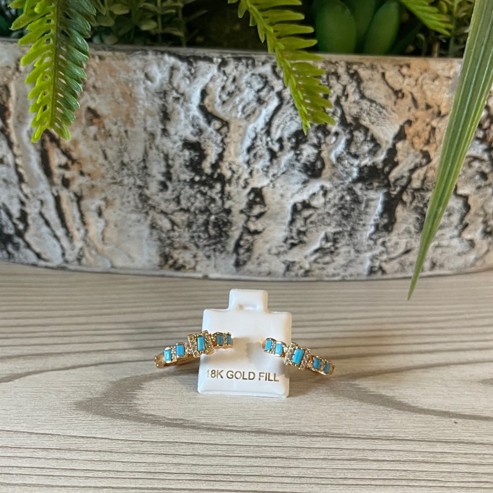 18K‎ Gold Fill Turquoise Bar Hoop Earrings